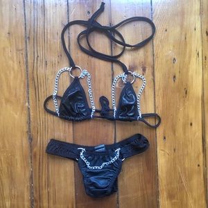 XTC Leather Chain Bikini Black